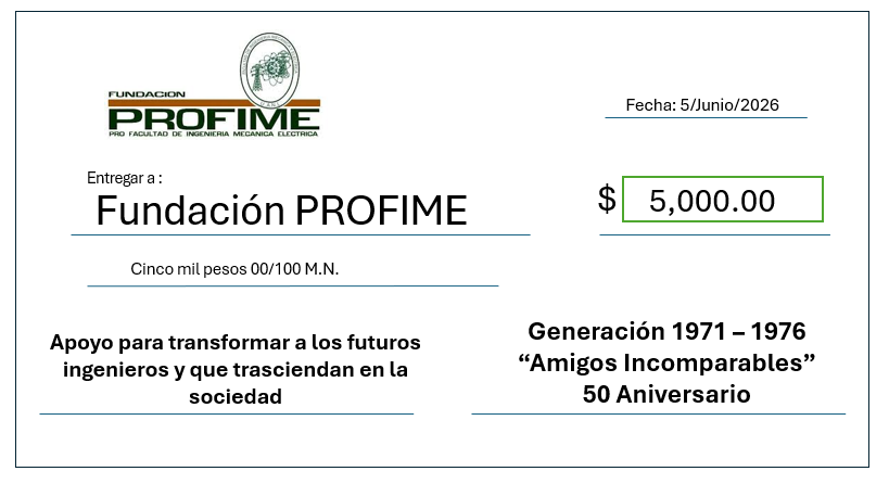 Cheque Generación 1971 - 1976 'Amigos Incomparables'